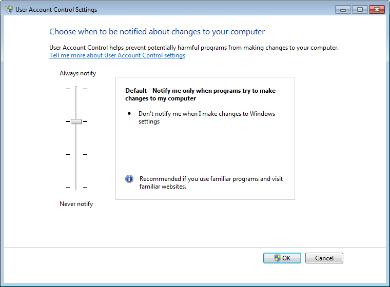 UAC setting