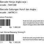 Contoh hasil cetak barcode