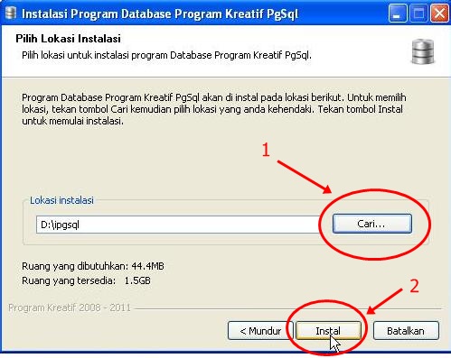 memilih lokasi instalasi