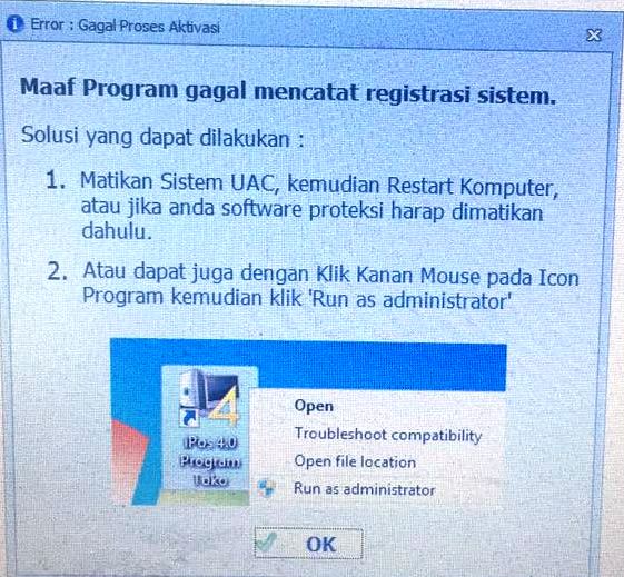 gagal mencatat registrasi system