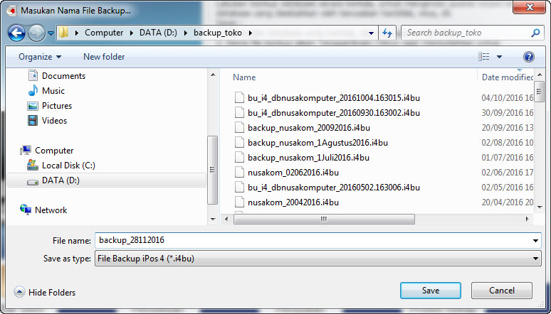 backup database