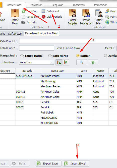 Import Data Item Multi Satuan