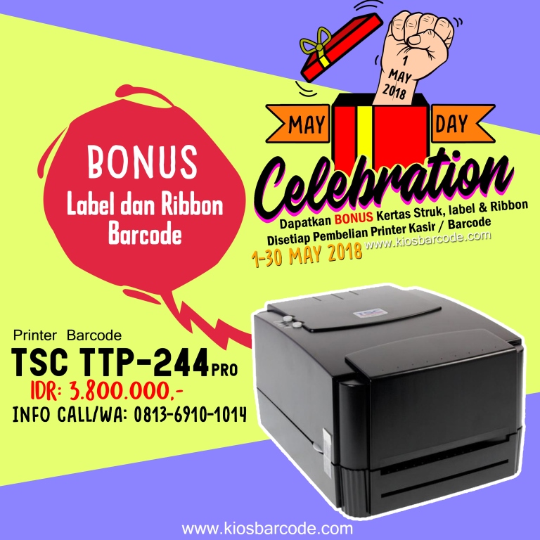 Promo Printer Barcode TSC TTP 244 Pro Bonus Label dan Ribbon Promo Printer Barcode TSC TTP 244 Pro Bonus Label dan Ribbon