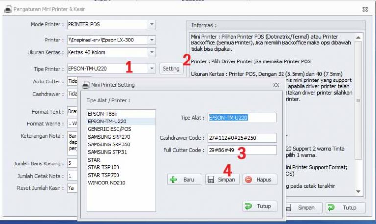 setting printer auto cutter