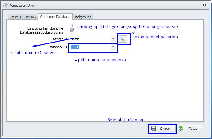 Menghubungkan server database