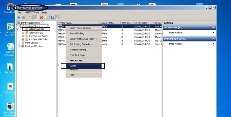 Menghapus driver printer