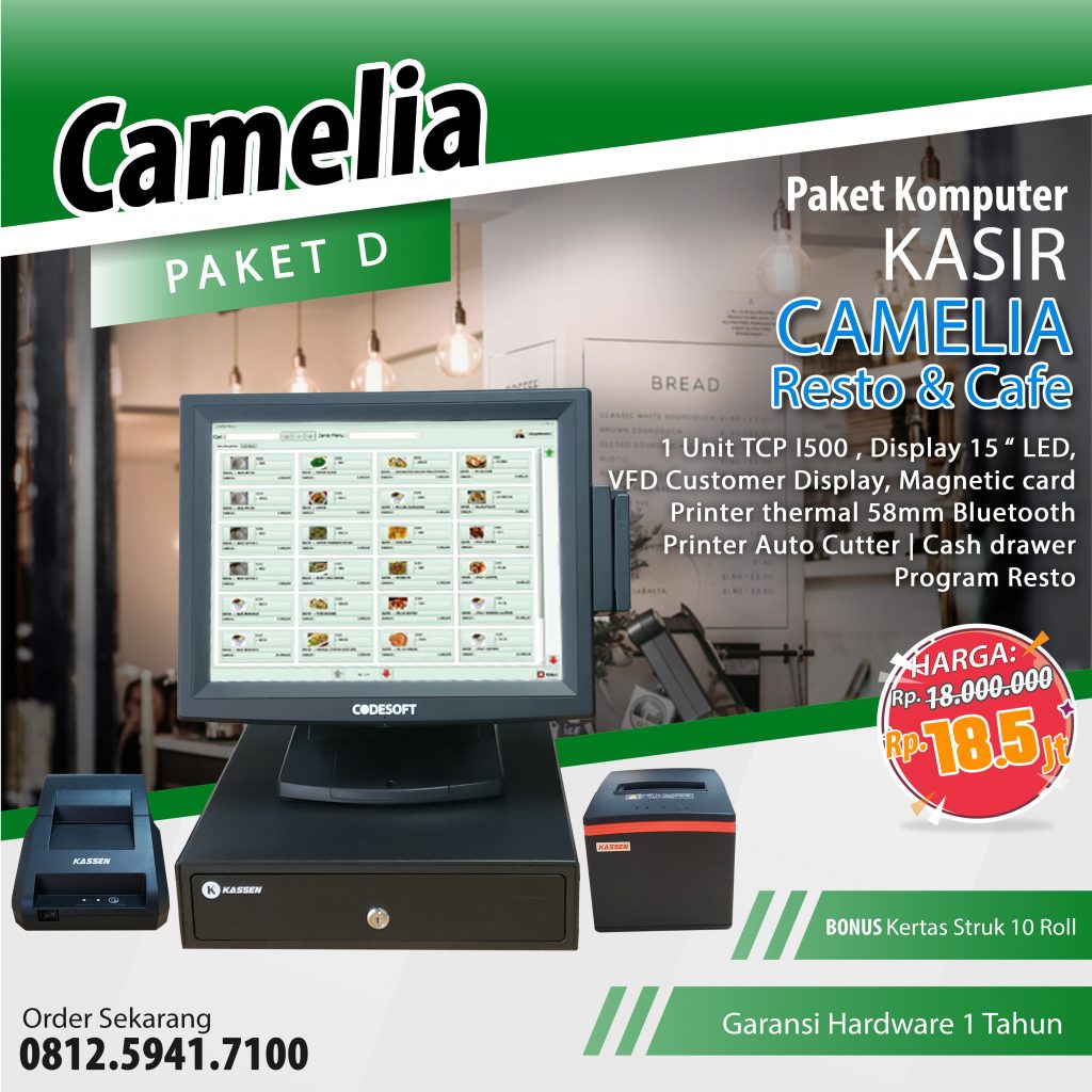 Mesin Kasir Camelia Paket D Resto & Cafe Mesin Kasir Camelia Paket D Resto & Cafe