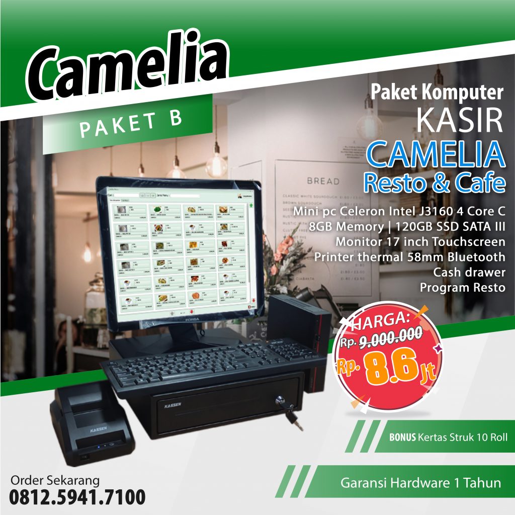 Mesin Kasir Camelia Paket B Resto & Cafe Mesin Kasir Camelia Paket B Resto & Cafe