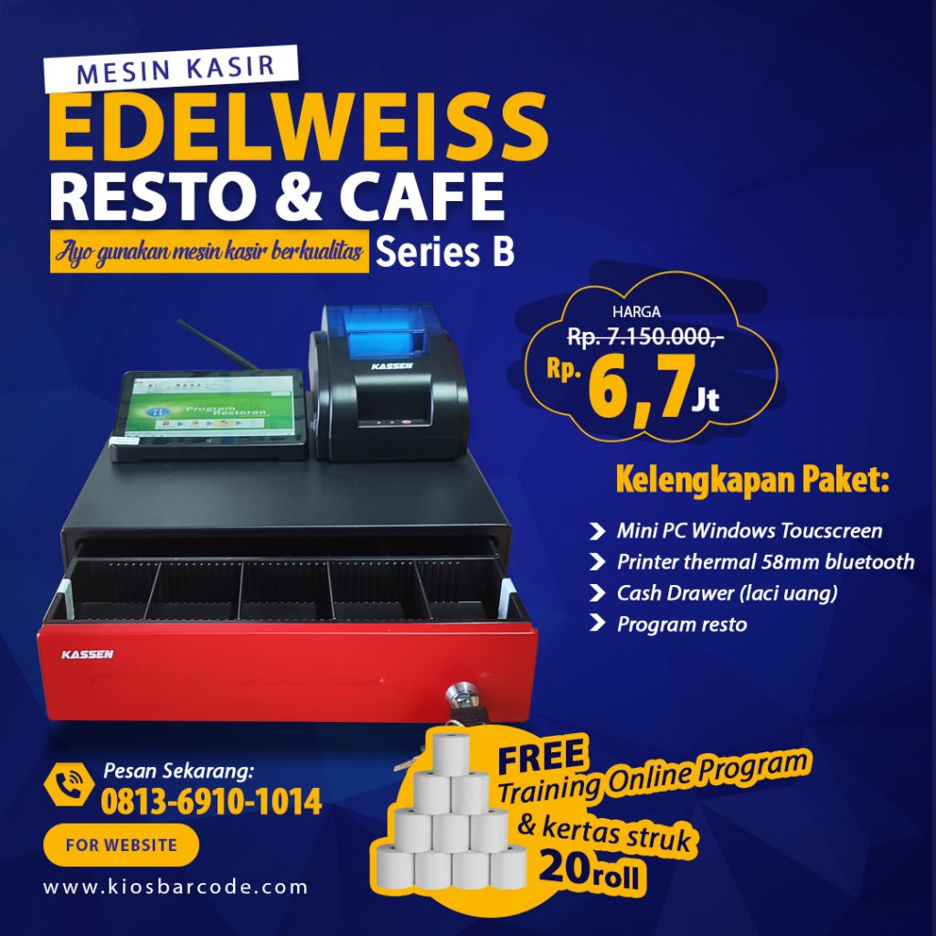 Mesin Kasir Touchscreen EDELWEISS Type B (Cafe & Resto) Mesin Kasir Touchscreen EDELWEISS Type B (Cafe & Resto)